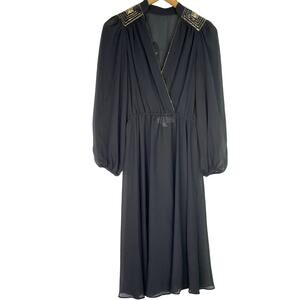 Vintage | Sheer Black Dress Sequin & Beaded Shoulder Patches
